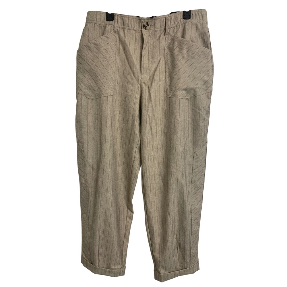 Democracy Ab Technology Tan Pinstripe Business Casual Cropped Cuffed Pants 12